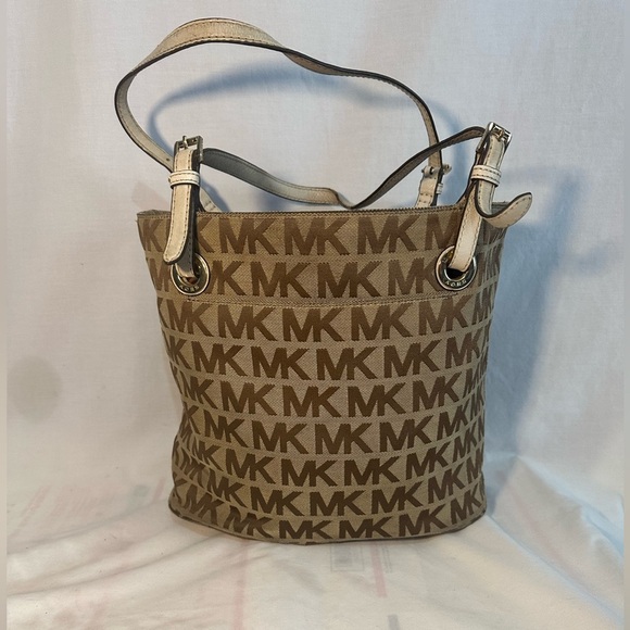 Michael Kors Signature MK Brown Canvas Tote Bag - Picture 5 of 5